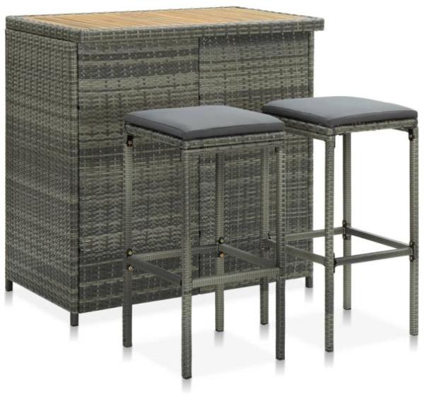 vidaXL 3-tlg. Bar Set Poly Rattan Grau [313474]