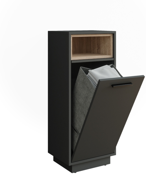 Wäscheschrank Beatrice Anthrazit/Sonoma 38 x 93 cm mit herausnehmbarer Innentasche Vicco