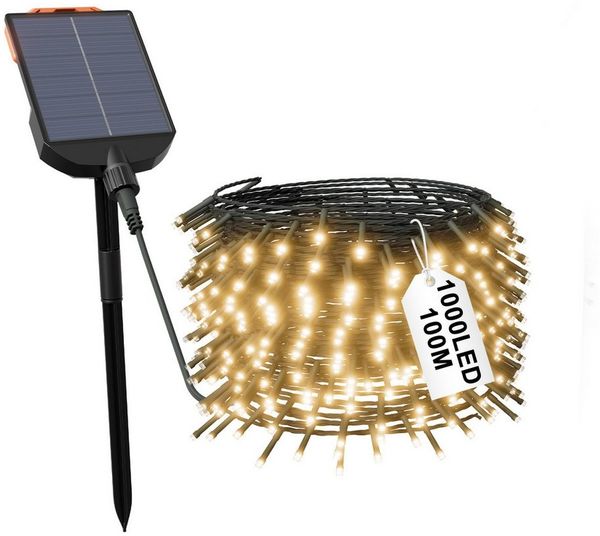 FIVMEN LED Solarleuchte Solar Lichterkette Außen, LED Solarlichterkette Warmweiß, 13 Modi Lichter mit Fernbedienung für Garten Party Balkon Terrasse
