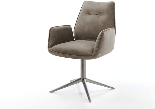 Drehstuhl Zoa-Flex Mikrofaser Taupe Vintage Fußkreuz Graphit 360° drehbar Wippfunktion Taschenfederkern
