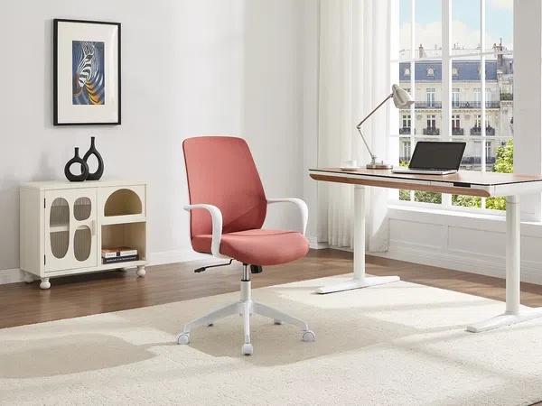 Vente-unique - VATISTA Office chair Stoff RotWeiß - B 61,5 cm x H 95,5 cm103 cm x L 60,5 cm