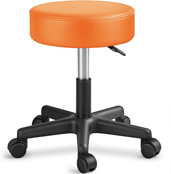 TRESKO® Rollhocker mit Lehne 150 kg | Arbeitshocker höhenverstellbar 46-58 cm | Drehhocker mit Rollen | Bürostuhl Hocker Drehstuhl Kosmetikhocker