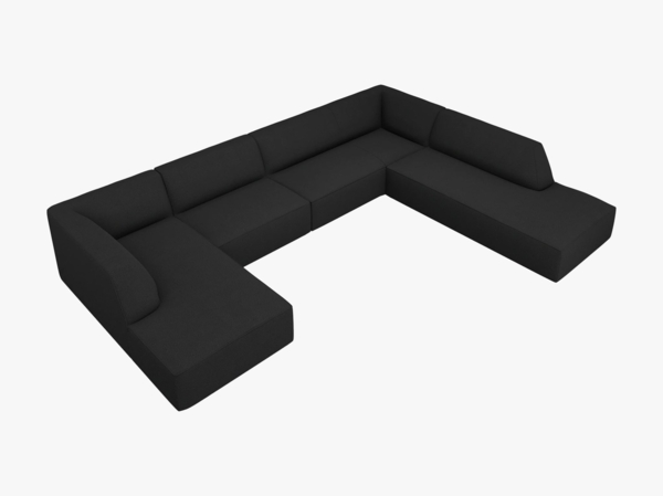 Micadoni Panorama-Ecksofa Ruby 7-Sitzer Rechts Strukturierter Stoff Ottawa Schwarz Bild 3