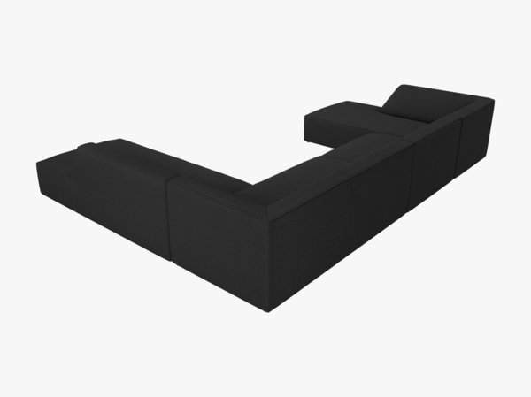 Micadoni Panorama-Ecksofa Ruby 7-Sitzer Rechts Strukturierter Stoff Ottawa Schwarz Bild 4