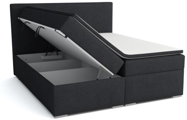 Boxspringbett Schlafzimmerbett SOREL 180x200cm Stoff Aragon Hellgrau Bild 2