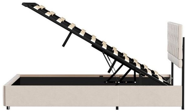 REDOM Polsterbett Funktionsbett Stauraumbett (Strapazierfähig und schmutzabweisend,elastische Polsterung, 160 x 200 cm mit Lattenrost Inklusive Matratze), Lattenrost, schlichtes Design Bild 4