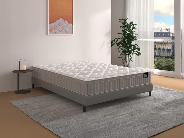 Vente-unique - SOMIRA Matratze Stoff Weiß - B 180 cm x H x L 200 cm