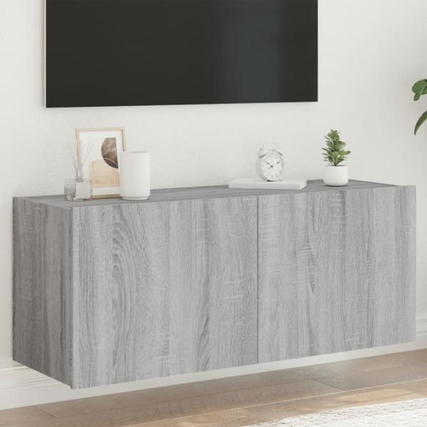 vidaXL TV-Wandschrank mit LED-Leuchten Grau Sonoma 100x35x41 cm 837328