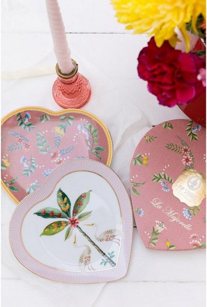 PiP Studio Servierplatte Teller-Set in Herzform La Majorelle Rosa (21,5 cm) (2-teilig)