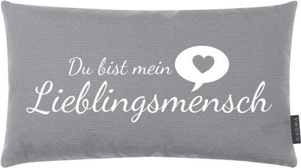 Kissen Lieblingsmensch grau 25x45 cm Made in Germany/Ökotex 100