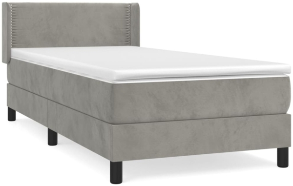 vidaXL Boxspringbett mit Matratze Hellgrau 80x200 cm Samt, Härtegrad: H2 [3130865] Bild 7