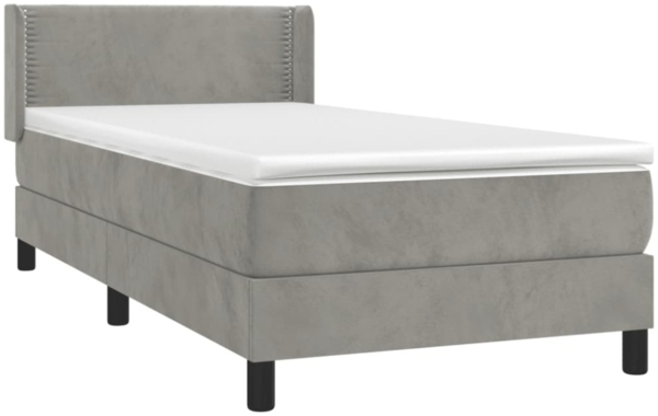 vidaXL Boxspringbett mit Matratze Hellgrau 80x200 cm Samt, Härtegrad: H2 [3130865] Bild 6