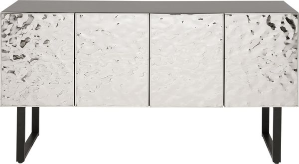 Kare Design Sideboard Carino, Silber/Schwarz, Chrom, Schrank, Aufbewahrung, Ablage, Push-to-Open, mit 4 Türen, Holz Korpus, Stahl Verkleidung, Wohnzimmer