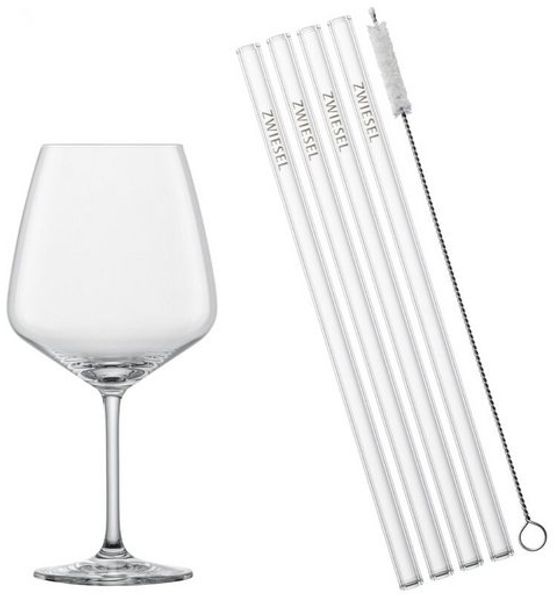 SCHOTT ZWIESEL After Work Drinks Taste, Set mit 4 Cocktailgläsern, 4 Glastrinkhalmen und 1 Baumwollbürste, spülmaschinenfeste Tritan-Kristallgläser, Made in Germany (Art.-Nr. 130014)