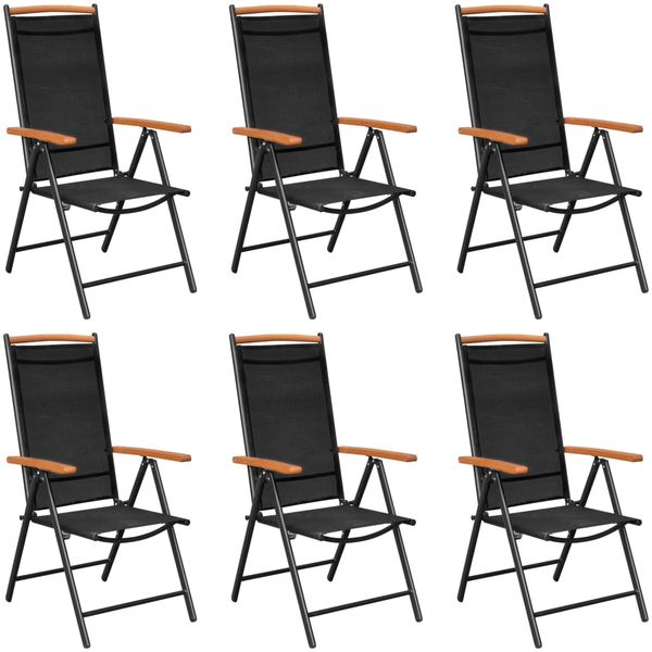 vidaXL Gartenstühle Klappbar 6 Stk. Textilene Schwarz 312187