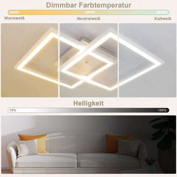 ZMH LED Deckenleuchte Whonzimmer RGB Deckenlampe Modern Dimmbar mit Fernbedienung, Augenschutz, Einfache Installtion, LED fest integriert, 3000-6000K, Modern RGB 13 Farbwechsel für Schlafzimmer