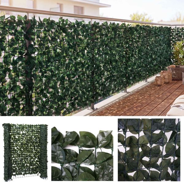 Balkonsichtschutz T811, Buchenhecke Sichtschutz Windschutz Verkleidung für Terrasse Zaun ~ 300x150cm dunkel