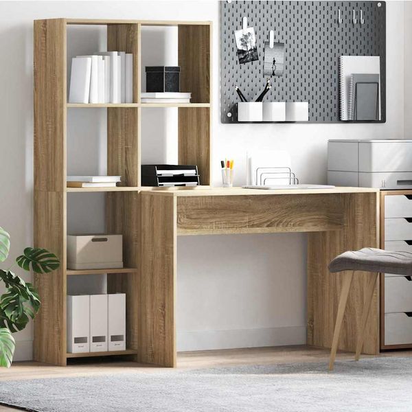 vidaXL Schreibtisch Sonoma-Eiche 138,5 x 55 x 143 cm Holzwerkstoff 3337251