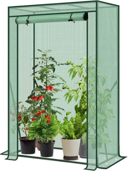 Sekey Tomatengewächshaus 150x100x50 cm, Kleines Gewächshaus, Robustes Foliengewächshaus Tomaten Gewächshaus für Balkon - Stabil, Winterfest & Einfach zu montieren, Grün