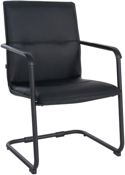 Besucherstuhl SEATTLE - 92x56x60cm, Schwarz/Schwarz Kunstleder Metall Gestell Konferenzstuhl Wartezimmerstuhl