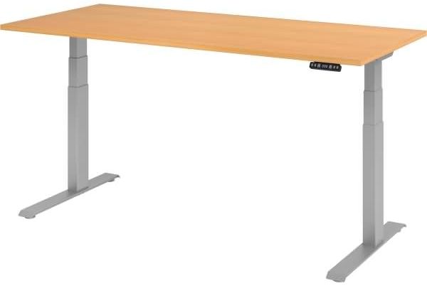 Sitz-Steh-Schreibtisch elektrisch 180x80 cm Buche/Silber