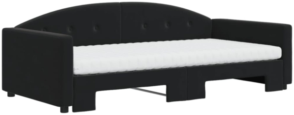 vidaXL Tagesbett Ausziehbar mit Matratzen Schwarz 100x200 cm Samt 3197336 Bild 3