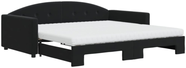 vidaXL Tagesbett Ausziehbar mit Matratzen Schwarz 100x200 cm Samt 3197336 Bild 4