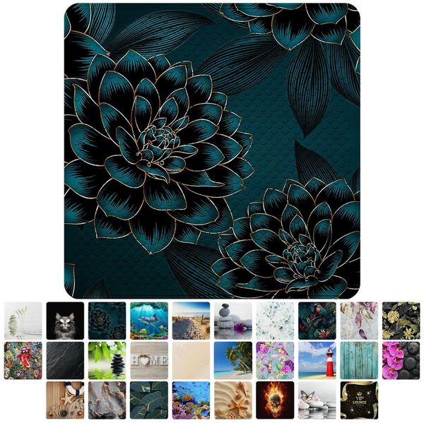 Sanilo Duschmatte, mit Motiv, rutschfest, waschbar, quadratisch, 230 extra starke Saugnäpfe, Kunststoff PVC, 53 x 53 cm, Dahlien