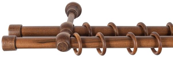 SN DECO GROUP Gardinenstange Cafiro, 2-läufig, Fixmaß, mit Bohren, verschraubt, Holzwerkstoff, 28 mm, Holz, verschiedene Längen und Farben, Komplettset