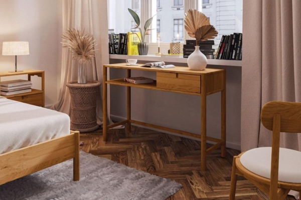 Schminktisch Tisch SAGA Eiche massiv 120x80x46 cm