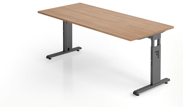 Büro Schreibtisch 180x80 cm Modell OS19 höheneinstellbar N = Nussbaum-Graphit