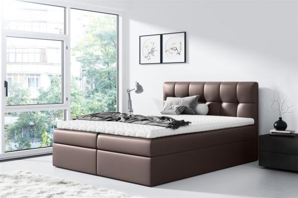 Boxspringbett Schlafzimmerbett CARMEN 160x220cm Kunstleder Braun