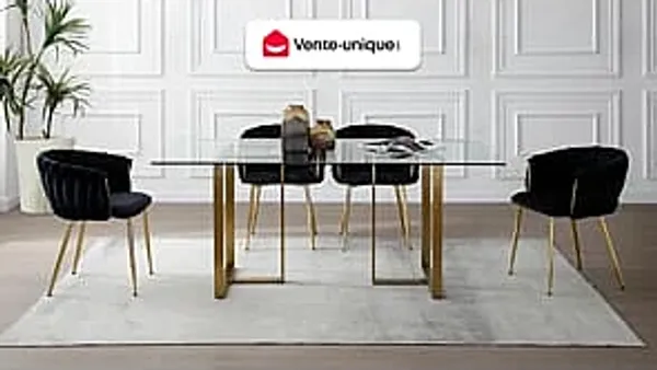 Vente-unique - NILESA Esstisch Glas TransparentGold - B 90 cm x H 75 cm x L 180 cm