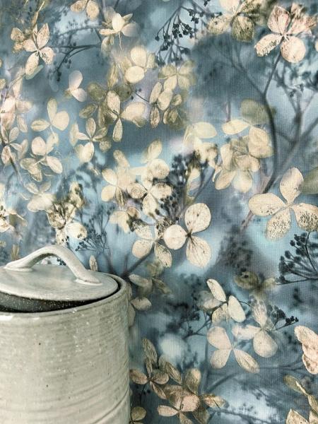 Newroom Vliestapete, Blau Tapete Floral Blätter - Mustertapete Blumentapete Grau Beige Vintage Romantisch Blumen Zweige für Wohnzimmer Schlafzimmer Küche