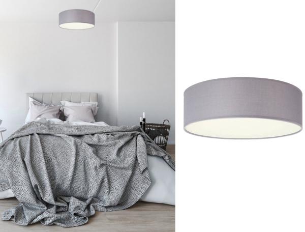 LED Deckenleuchte Stoff Grau / Abdeckung satiniert, Ø 30cm