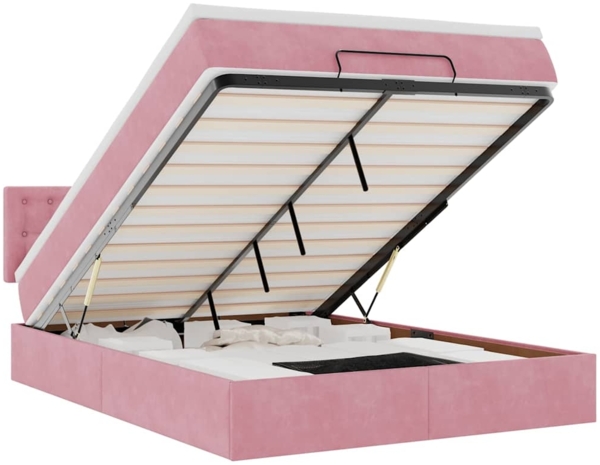 vidaXL Ottoman-Bett mit Matratze Rosa 140x200 cm Samt 3311926