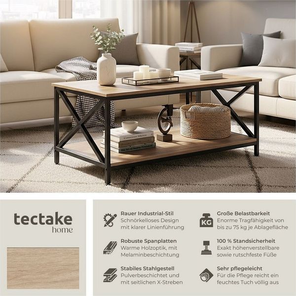 tectake Couchtisch Pittsburgh (1-St, 1 tlg), Trendiger Couchtisch in minimalistischer Industrie-Optik