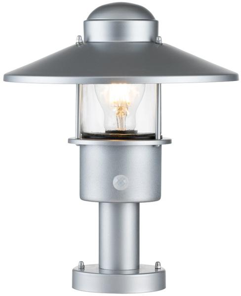 Elstead Lighting Klampenborg Sockelleuchte 1-Light PIR-Bewegungsmelder Silber IP44 E27