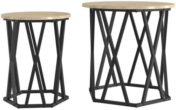 vidaXL Couchtisch 2 pcs Sonoma-Eiche Ingenieure Holz und Stahl 868262