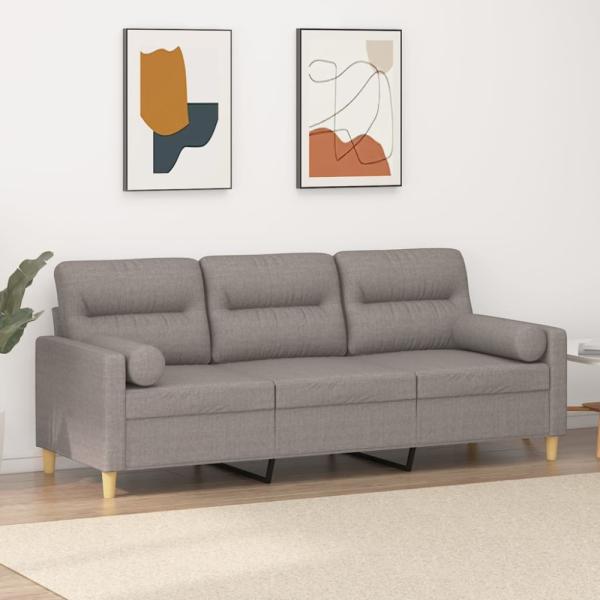 vidaXL 3-Sitzer-Sofa mit Zierkissen Taupe 180 cm Stoff 3200836