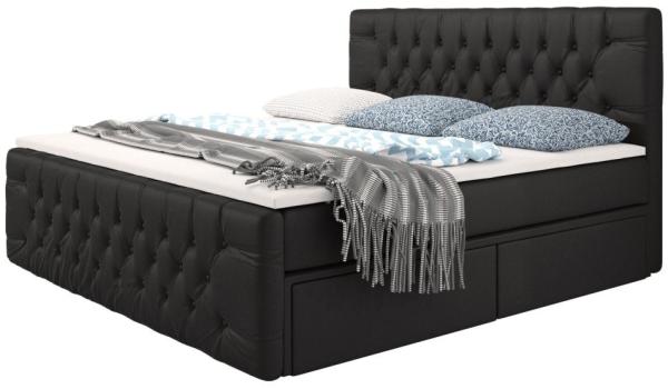 Boxspringbett Sognare mit Stauraum 180x200 Schwarz H2