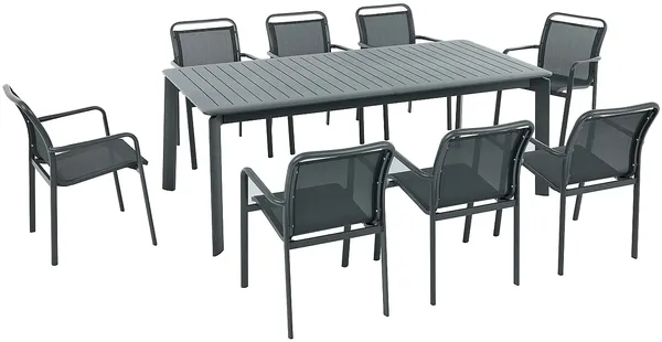 Vente-unique - VELYRA Garden dining set Metall Grau - B 60 cm100 cm x H 85 cm75 cm x L 57 cm205 cm286,5 cm