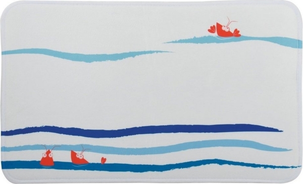 MSV® Badteppich Badvorleger Duschvorleger "Deep Ocean" 142335 Mikrofaser Anti-Rutsch Badematte 75x45 cm - weiß blau Bild 4