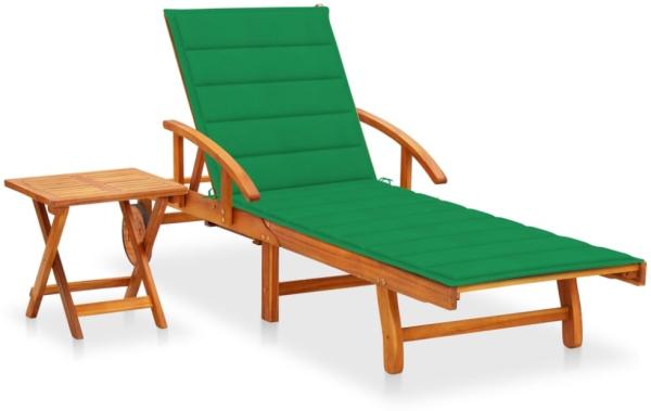 vidaXL Sonnenliege mit Tisch und Auflage Akazie Massivholz 3061622