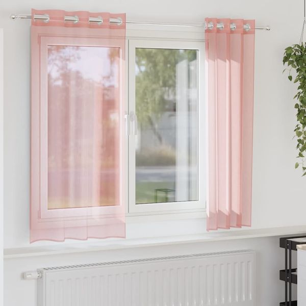 vidaXL Voile Vorhänge mit Ösen 2 Stk. Rosa 140x175 cm 4102096