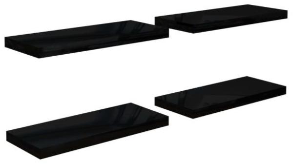 vidaXL Schweberegale 4 Stk. Hochglanz-Schwarz 60x23,5x3,8 cm MDF 323771