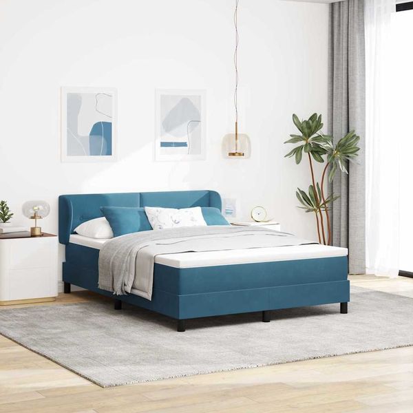 vidaXL Boxspringbett mit Kopfteil Dunkelblau 140 x 200 cm Samt 3340392
