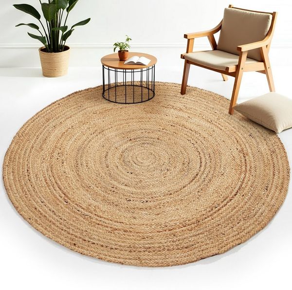 carpetfine Teppich Nele Juteteppich Naturfaser, rund, Höhe: 6 mm, geflochtener Wendeteppich aus 100%Jute, in rund und oval, viele Größen