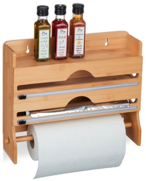 Relaxdays Wandrollenhalter aus Bambus