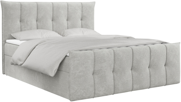 Boxspringbett, mit Fußteil, 2 Bettkästen - PREMIUM-11 - 140x200cm - Hellgrau Stoff - H3 Bild 3